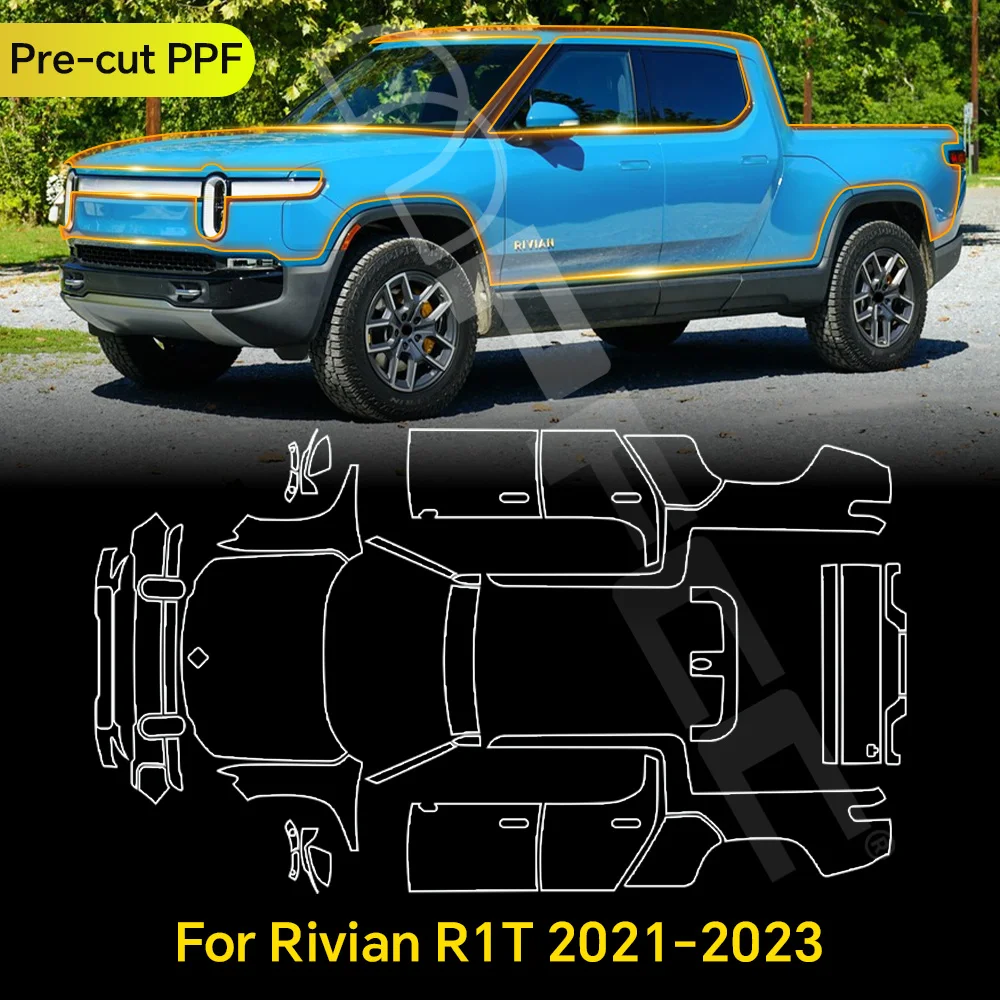 

For Rivian R1T 2021 2022 2023 TPU Paint Protection Film Clear Bra Car Body Pre-Cut PPF Anti-Scratch Resistant Repairable Cover