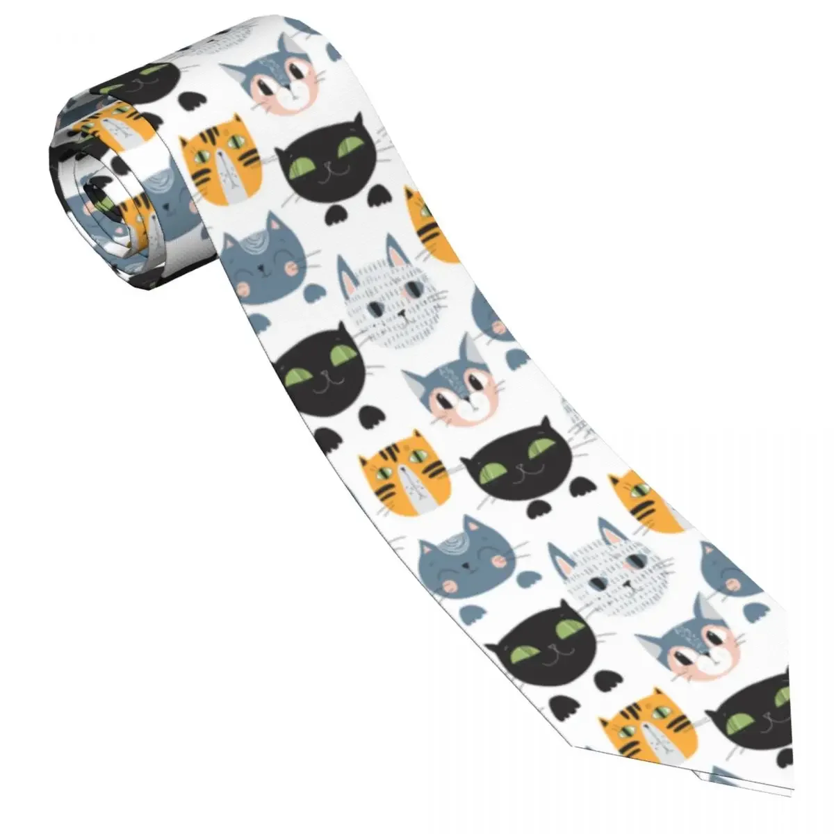 Casual Arrowhead Skinny Cute Cats Nursery Illustration Necktie Slim Tie For Party Formal 