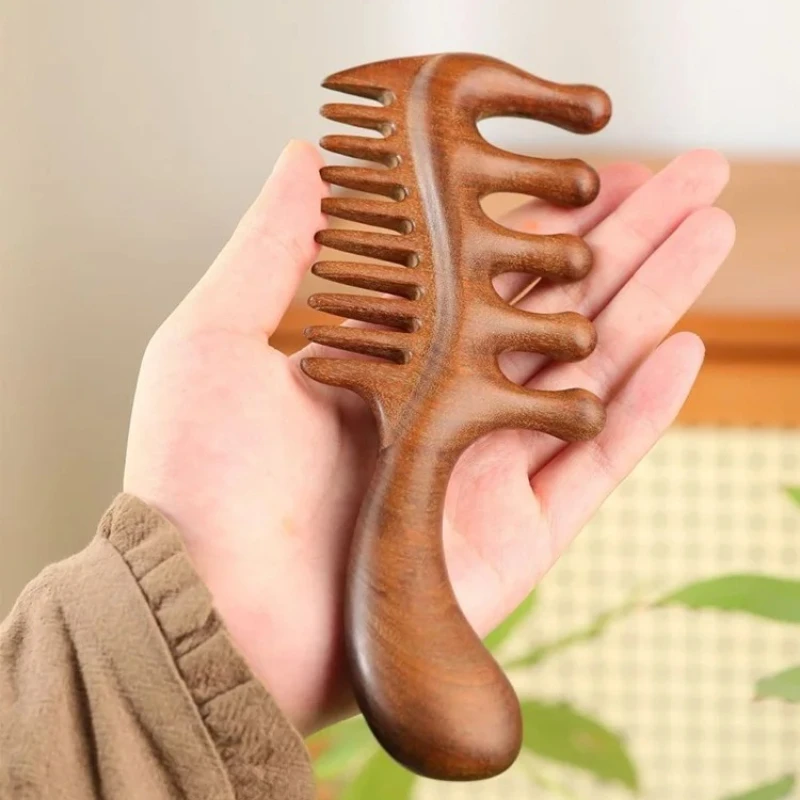 Peigne de massage multifonctionnel en bois de santal doré, peigne universel pour le corps et le cuir chevelu, peigne multi-usages pour la beauté