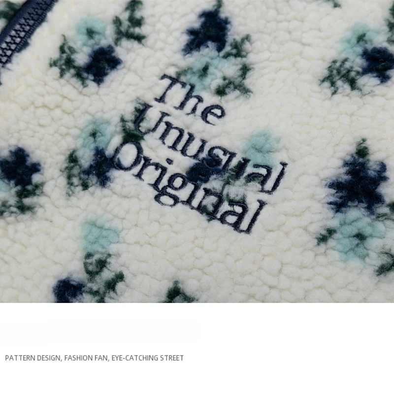 Beianji mens coats winter vintage floral stand collar zipper lamb wool men street loose thick couple padded jacket winter blends