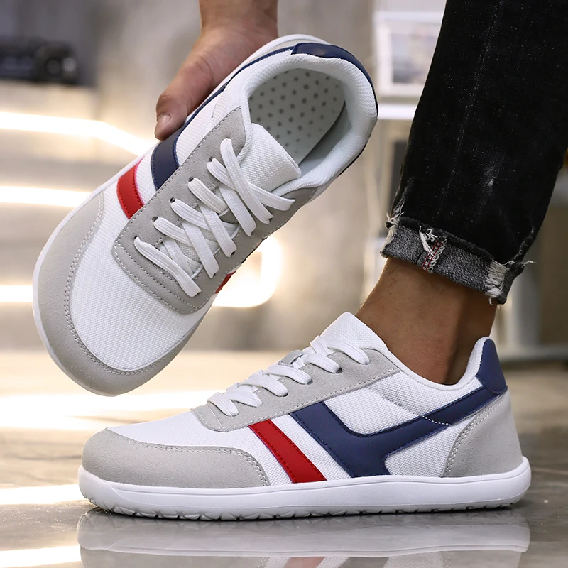 

Men's Wide Version Barefoot Shoes Meshsneakers Simple Soft Sole Lightweight Walking Shoes Outdoor Lace Up Tennis Shoes Wide Feet