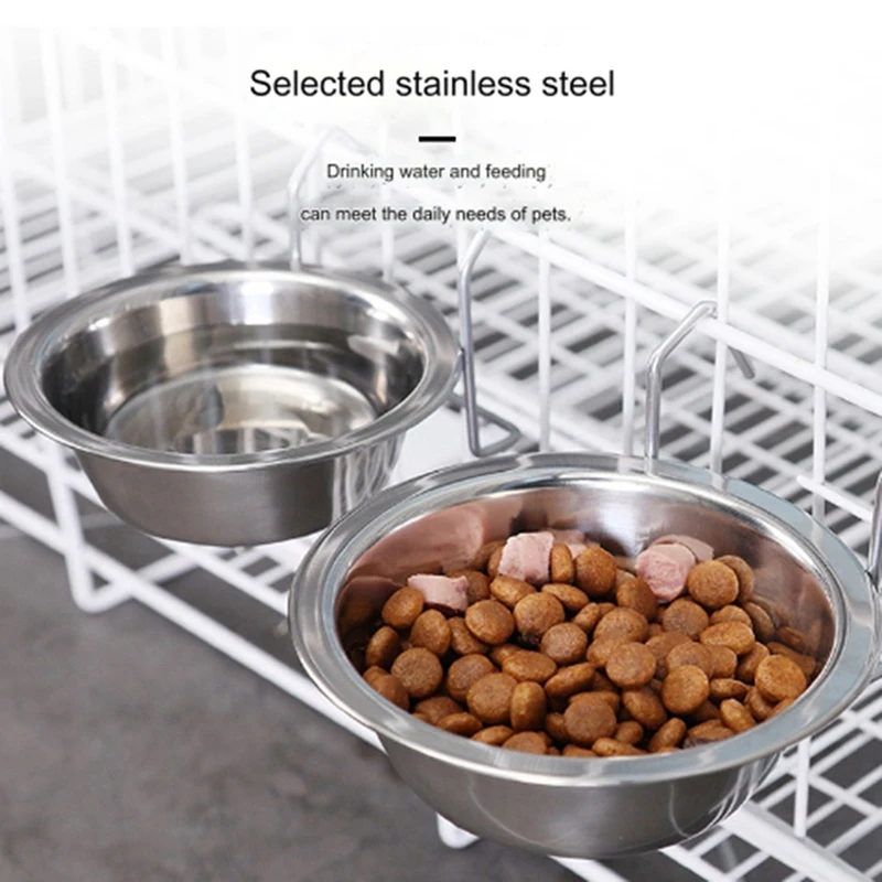 HOT SALE Kennel Water Bowl Hanging,Stainless Steel Puppy Bowls,Dog Crate Water Bowl Dog Dish Feeder Food Holder