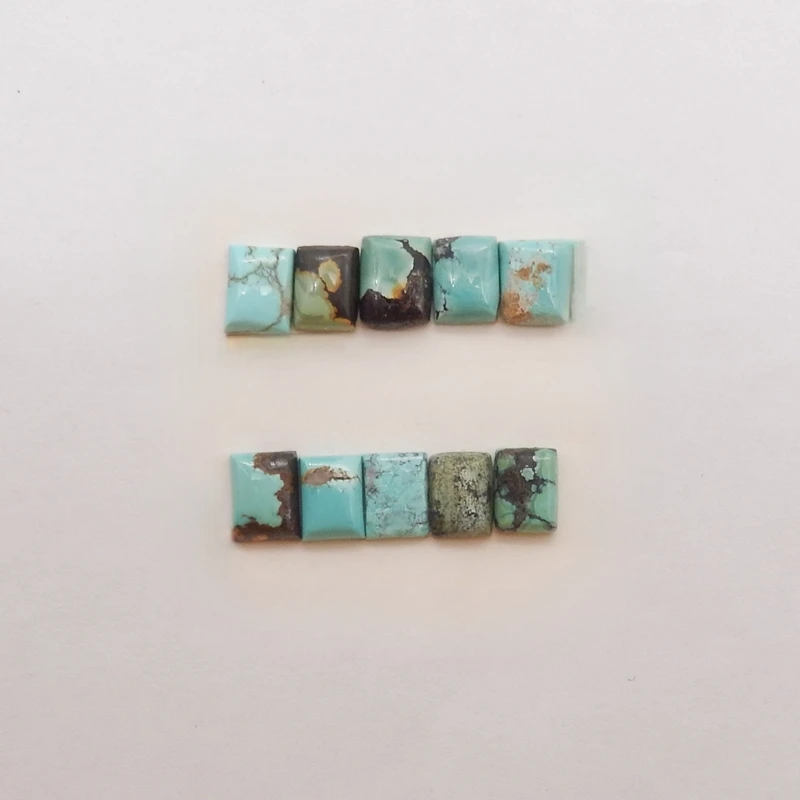 

10PCS B&F Natural Turquoise Beads 8x6x3mm 3.8g Loose Handmade Polished Stones for Jewelry Making Accessory