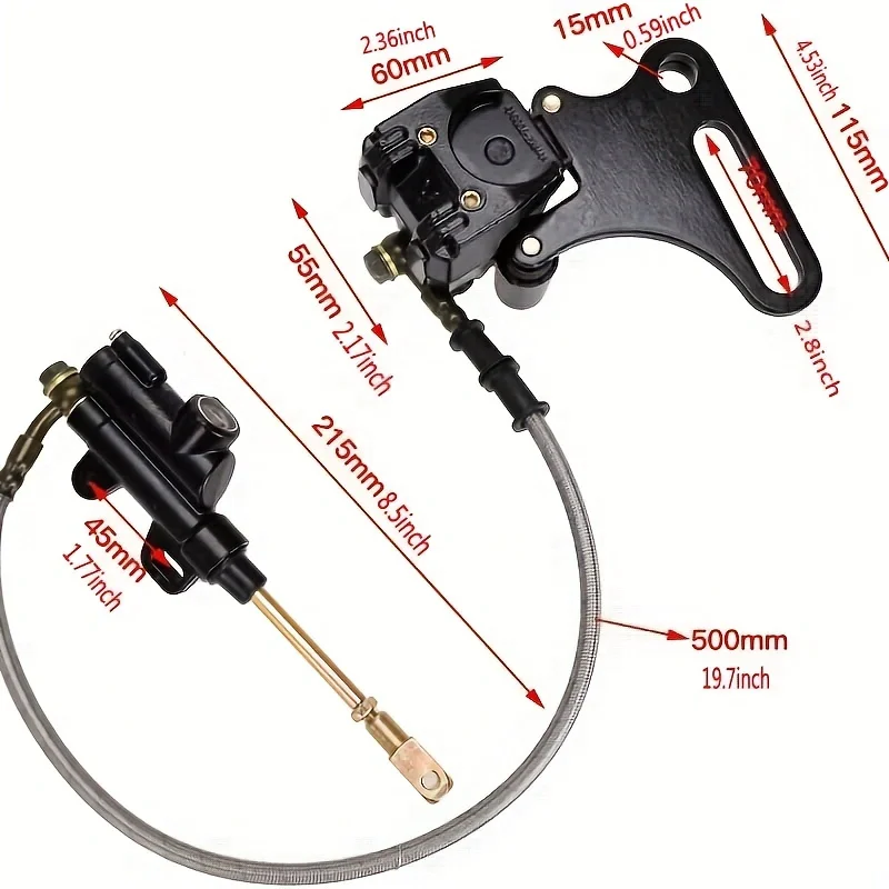 15MM Hydraulic Rear Disc Brake Caliper with Master Cylinder & Brake Pads Brake System Fit 125cc -160cc  PIT Bike Trail Bike Dirt