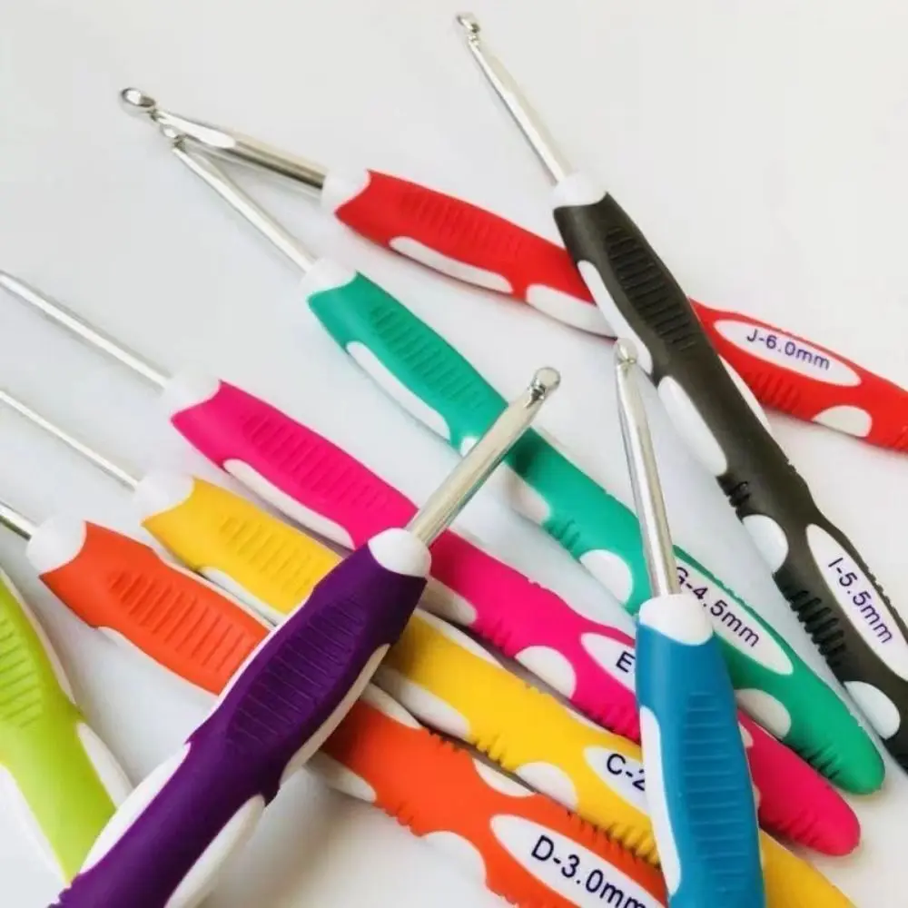 1pc Crochet Hook Hand Knitted Crochet Aluminum Crochet Needles With Colorful Grip DIY Process Tool Knitting Needles Set