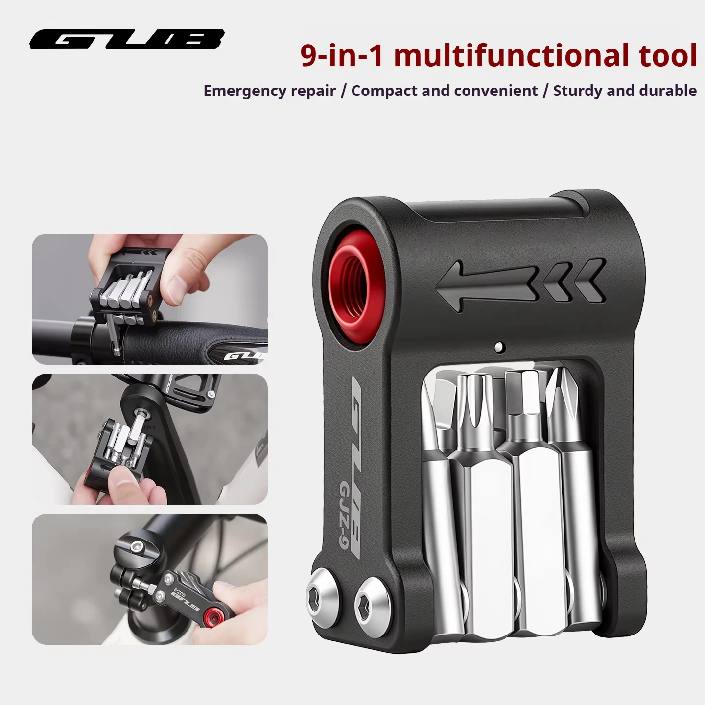 GUB 9-in-1 Multi-Function Repair Tool with Portable Bicycle Repair Kit Foldable Allen Wrench Set for Cycling Maintenance