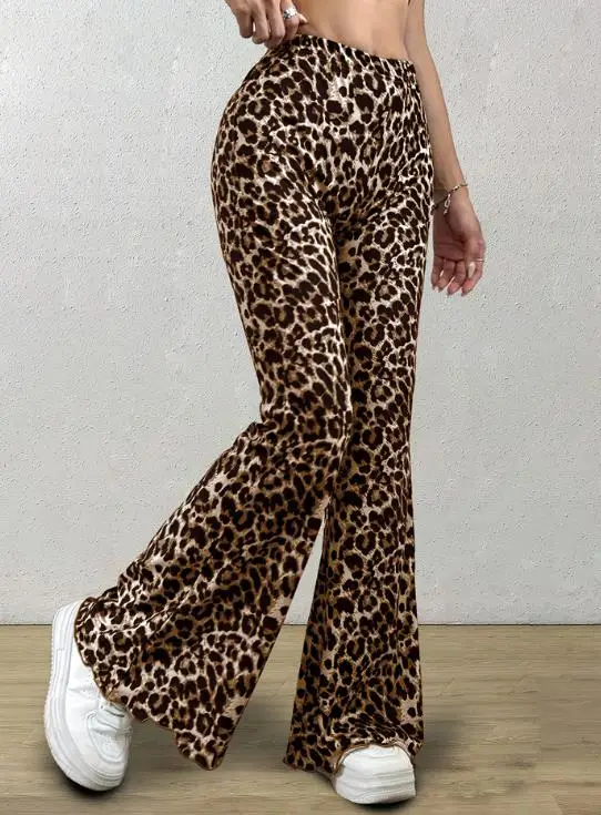 

Women Pant Slim Fit Bell Bottoms Summer Fashion Trend Leopard Print High Waisted Tight Bell Bottoms Suitable for Daily Parties