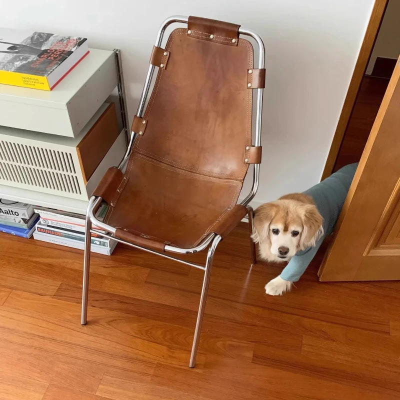 كرسي طعام جلدي عتيق كرسي خارجي صناعي حديث للتصوير الفوتوغرافي في استوديو Ins كراسي مقهى مع مسند ظهر مريح