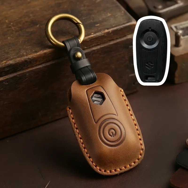 for Suzuki Super Vitara Starter Key Cover Genuine Leather Remote Control Bag Buckle Shell High End Car Key Case for Men Women view 4
