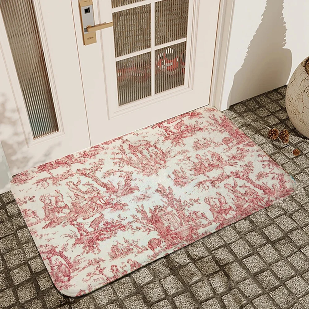 Kitchen Rugs Toile De Jouy Floor Rug Mat Entrance Doormat Outdoor Goods for Home Decoration Accessories Hallway Carpet Bath Mats