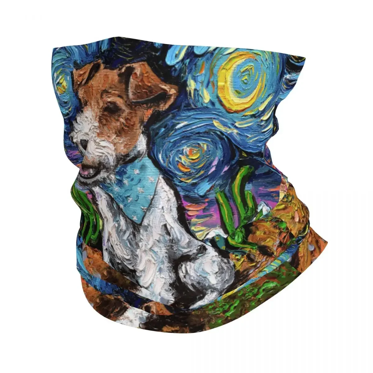 Custom Starry Night Wire Fox Terrier Bandana Neck Warmer Men Women Winter Ski Hiking Scarf Gaiter Pet Dog Lover Face Cover