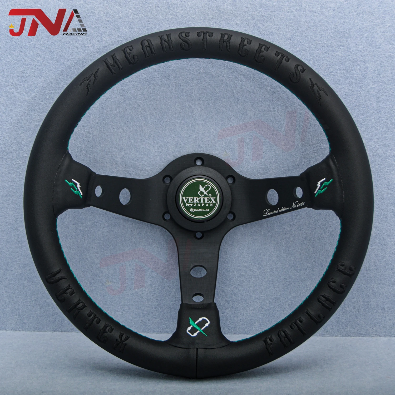 13-дюймовый руль JDM Green Mean VERTEX, кожаный руль 320 мм, спортивный руль для гонок и дрифта