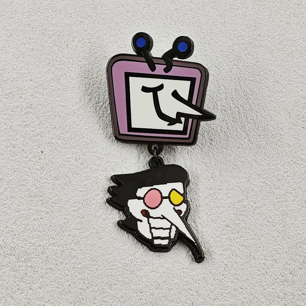 Deltarune Spamton Brooch Funny TV Head Mike Enamel Pin Game Fans Cosplay Costume Accessories Metal Badge Decoration Jewelry Gift