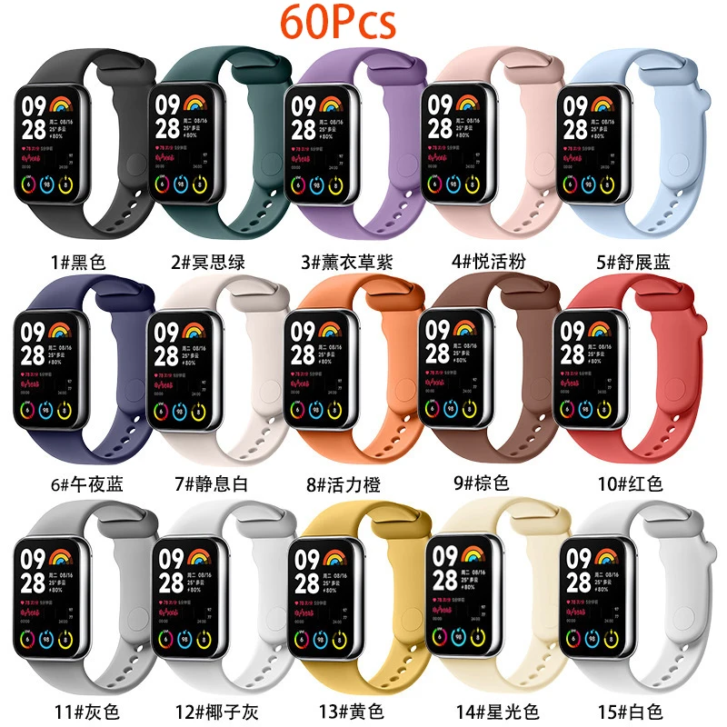 60Pcs Silicone Strap For Xiaomi Band 9 Pro Miband 8pro Soft TPU Wristband Replacement Bracelet Belt Smart Band