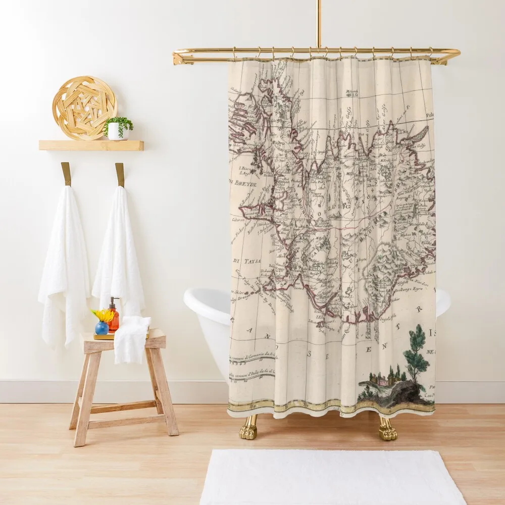 

Vintage Map of Iceland (1781) Shower Curtain Bathroom Box Shower Bath Curtain