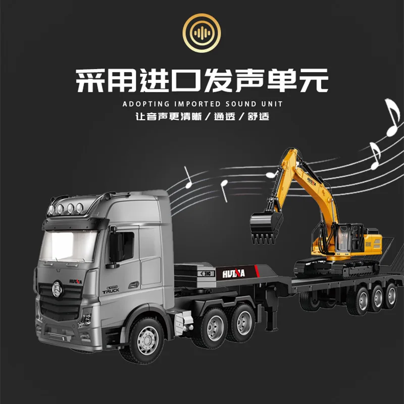 Large Remote Control Engineering Vehicle Excavator Semi-trailer Flatbed Trailer Transport Truck Truck Boy Holiday Gift Toy