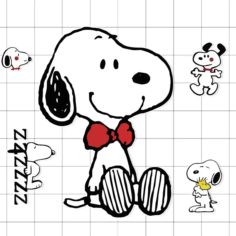 Snoopy Cartoon Cute Electric Car Stickers Laptop Computer IPad Decoration Storage Box Refrigerator Room Door Sticker Kids Gifts