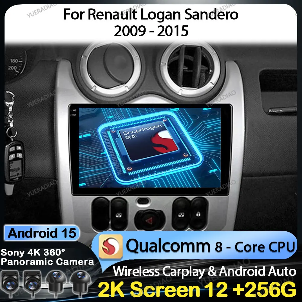 

Android 15 Car Radio For Renault Logan 1 Sandero 2009 2010 2011 2012 - 2015 Largus Dacia Duster Multimedia Video Player GPS WIFI