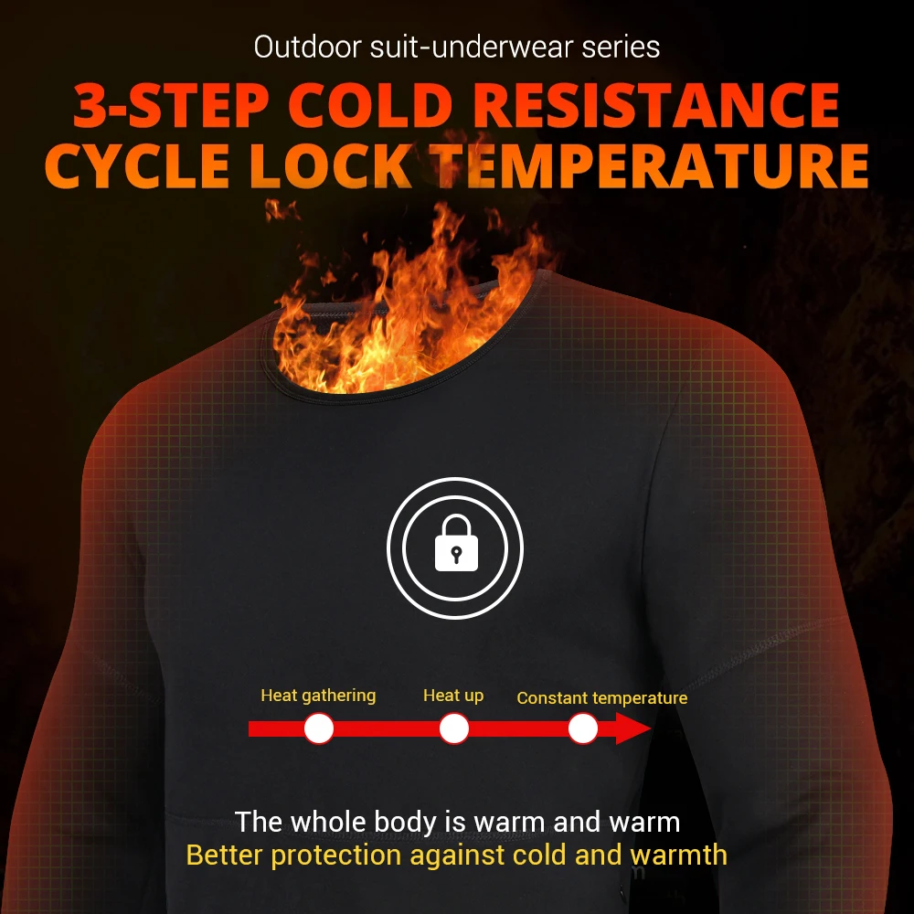 Autumn Winter Warm Heating Underwear USB Electric Heating Underwear For Men And Women Outdoor Sports Windproof Warm Underwear