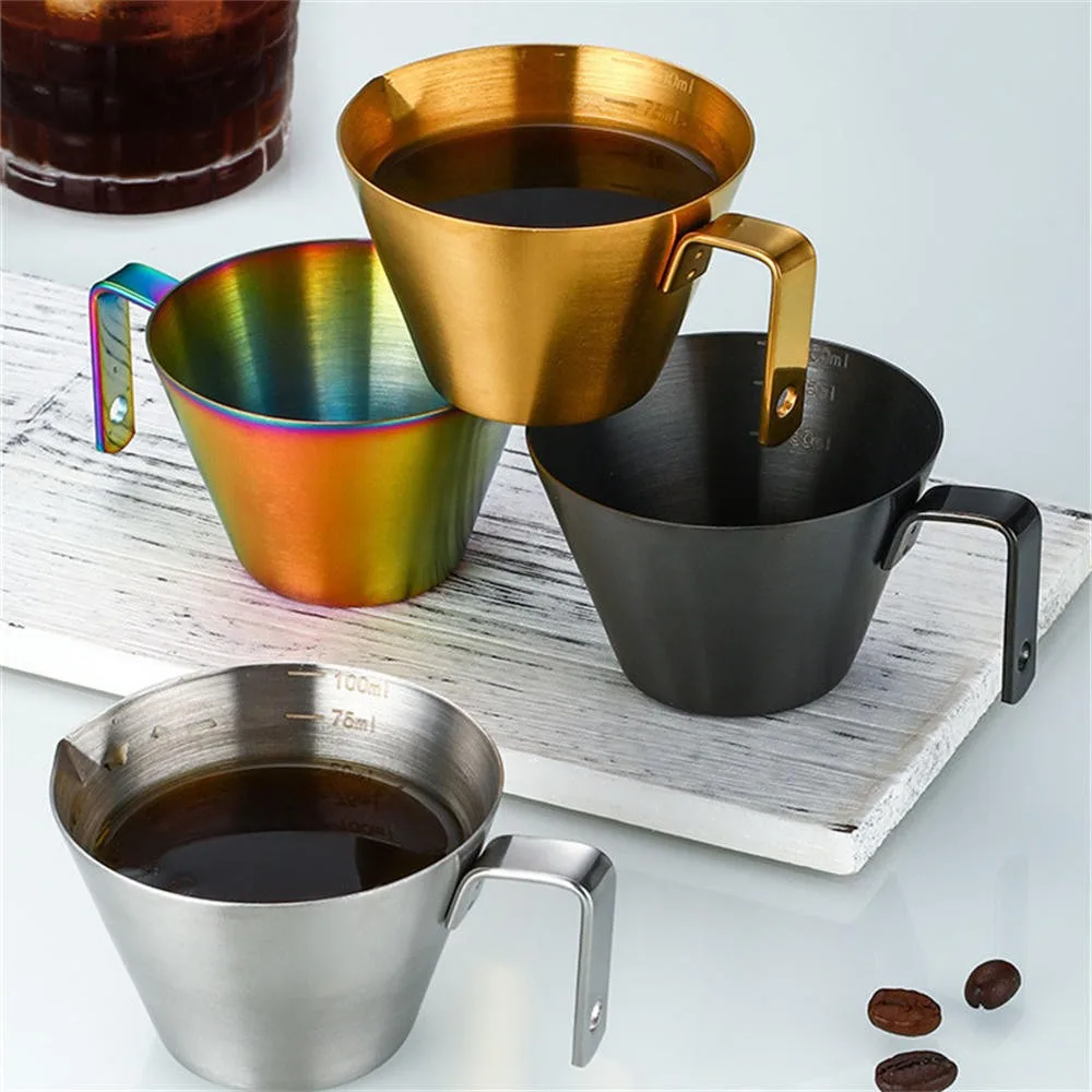

304 Stainless Steel Coffee Measuring Cup Kitchen Tool Coffee Machine Accessories Espresso Shot Cup with Scale Mark Measure Mug