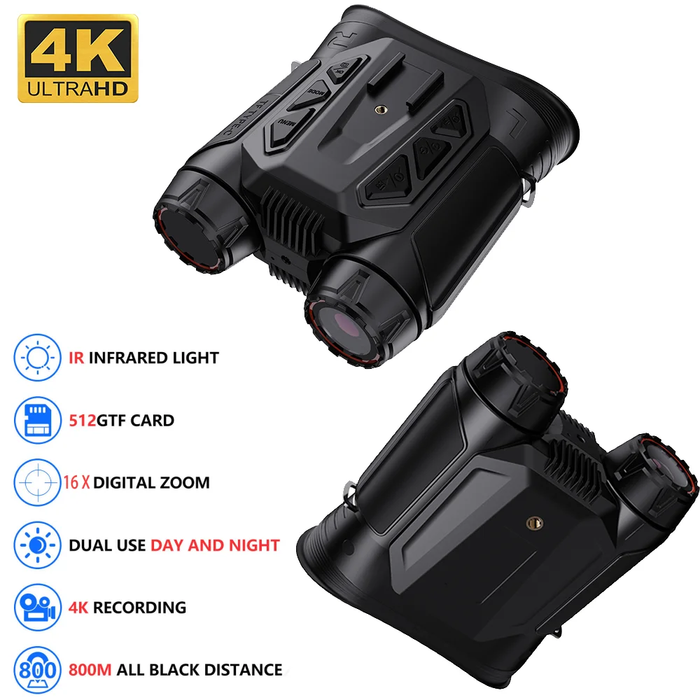 

NVC900 Wi-Fi налобный бинокль ночного видения 48MP 16X Zoom 4K UHD инфракрасная цифровая камера телескоп для охоты и кемпинга