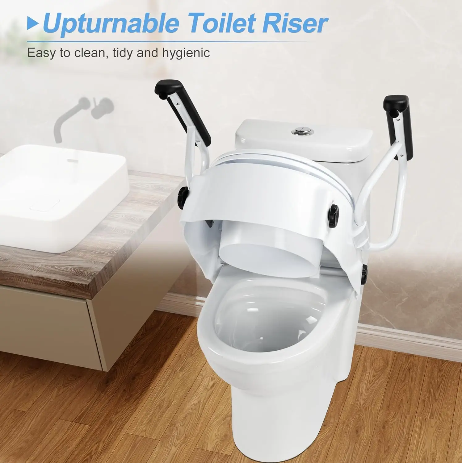 Disable Plastic Raised Toilet Seat Chair with Handle
