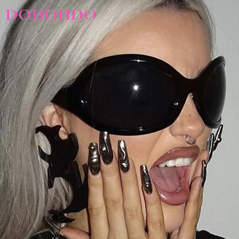 

Punk Oversized Oval Frame Trendy Cycling Women's Sunglasses New Luxury Design Men Sunglass Drive Sports Windproof Goggles UV400
