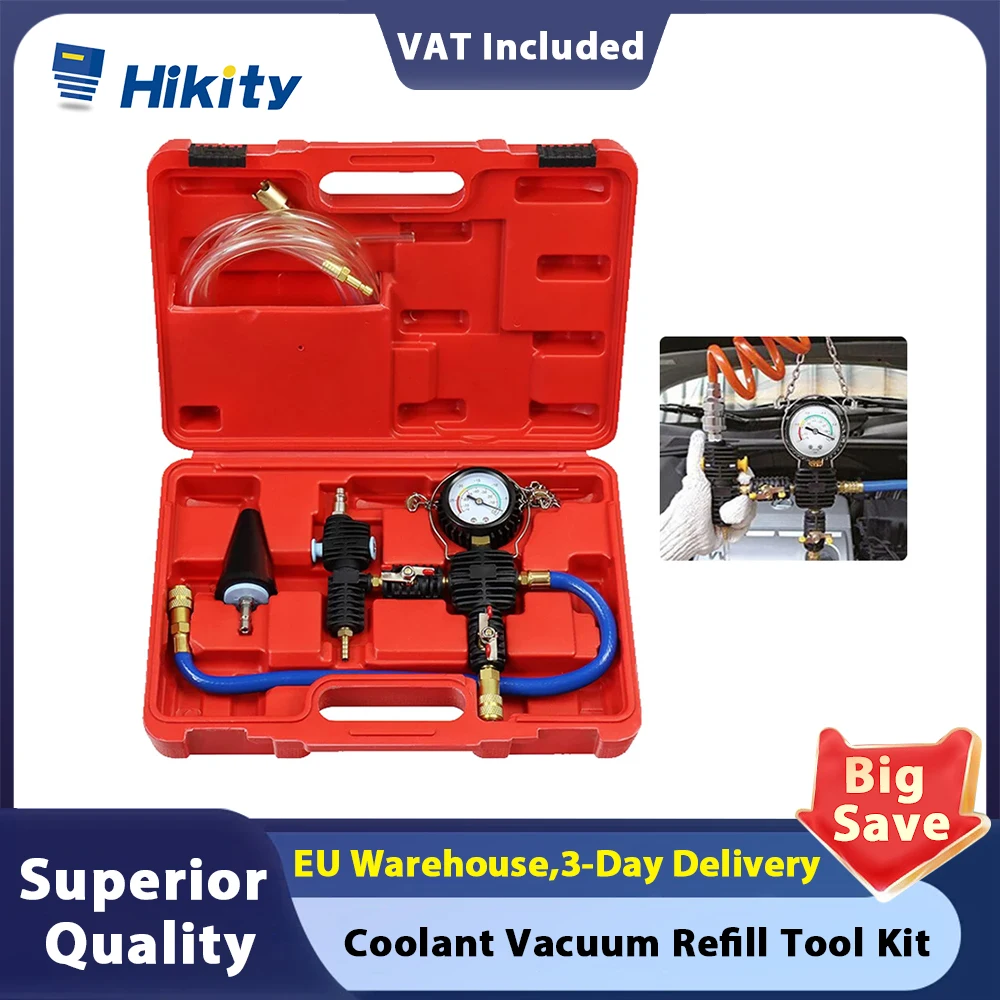 Hikity Coolant Vacuum Refill Kit  Cooling System Radiator Vacuum Purge & Fill Tool Set with Universal Adapter Hoses for Car