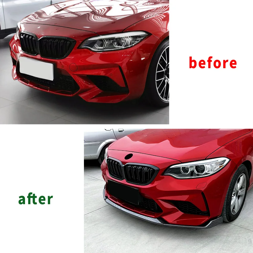 For BMW 2 Series M2 CS F87 2016 17 18 19 20 21 Front Bumper Lip Spoiler Body Kit Splitter Diffuser Bumper Auto Accessories