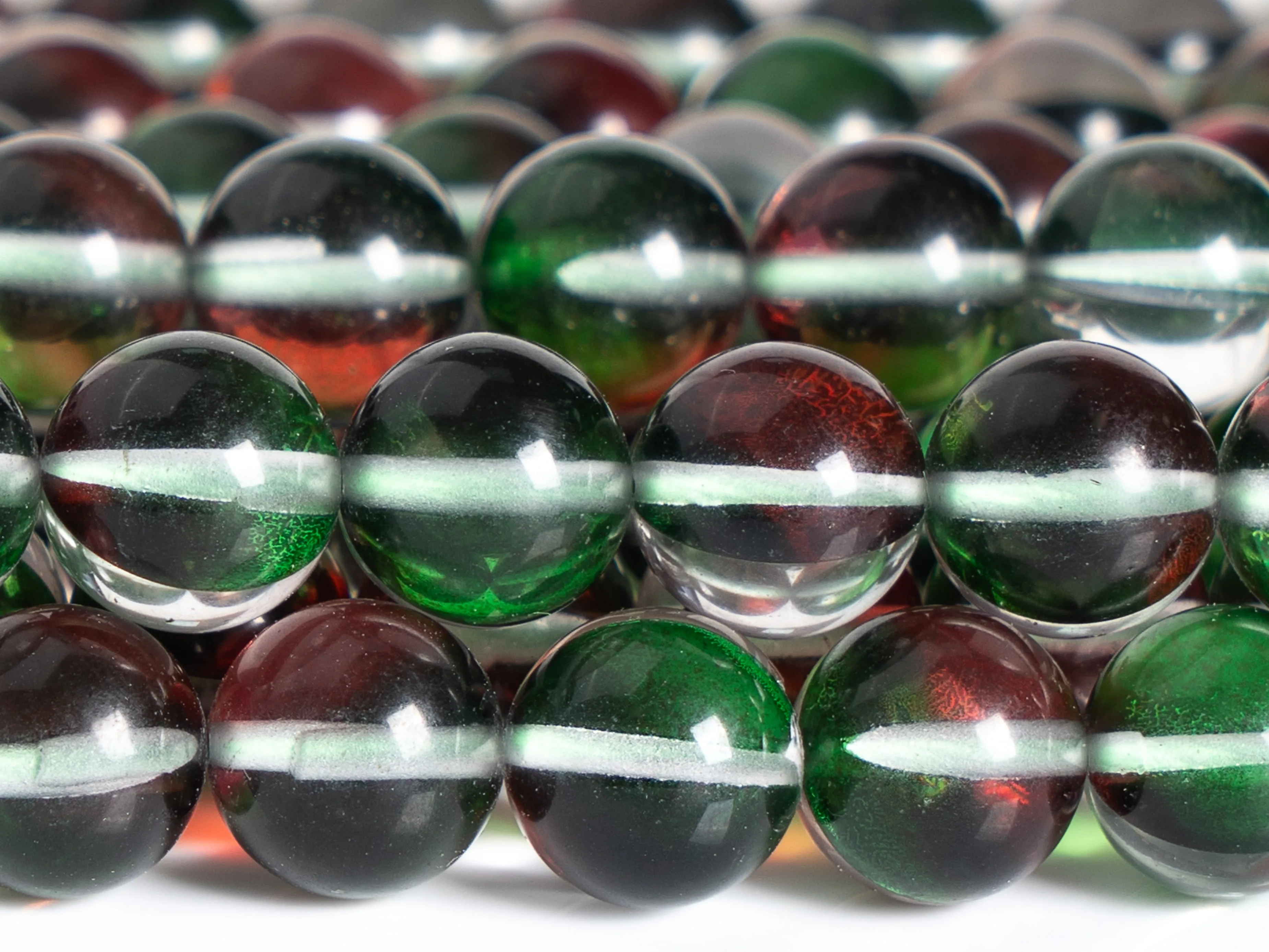 

Red green Mystic Aura Quartz Beads Round Loose Beads Round Size Options 6/8/10/12mm for Jewelry Making