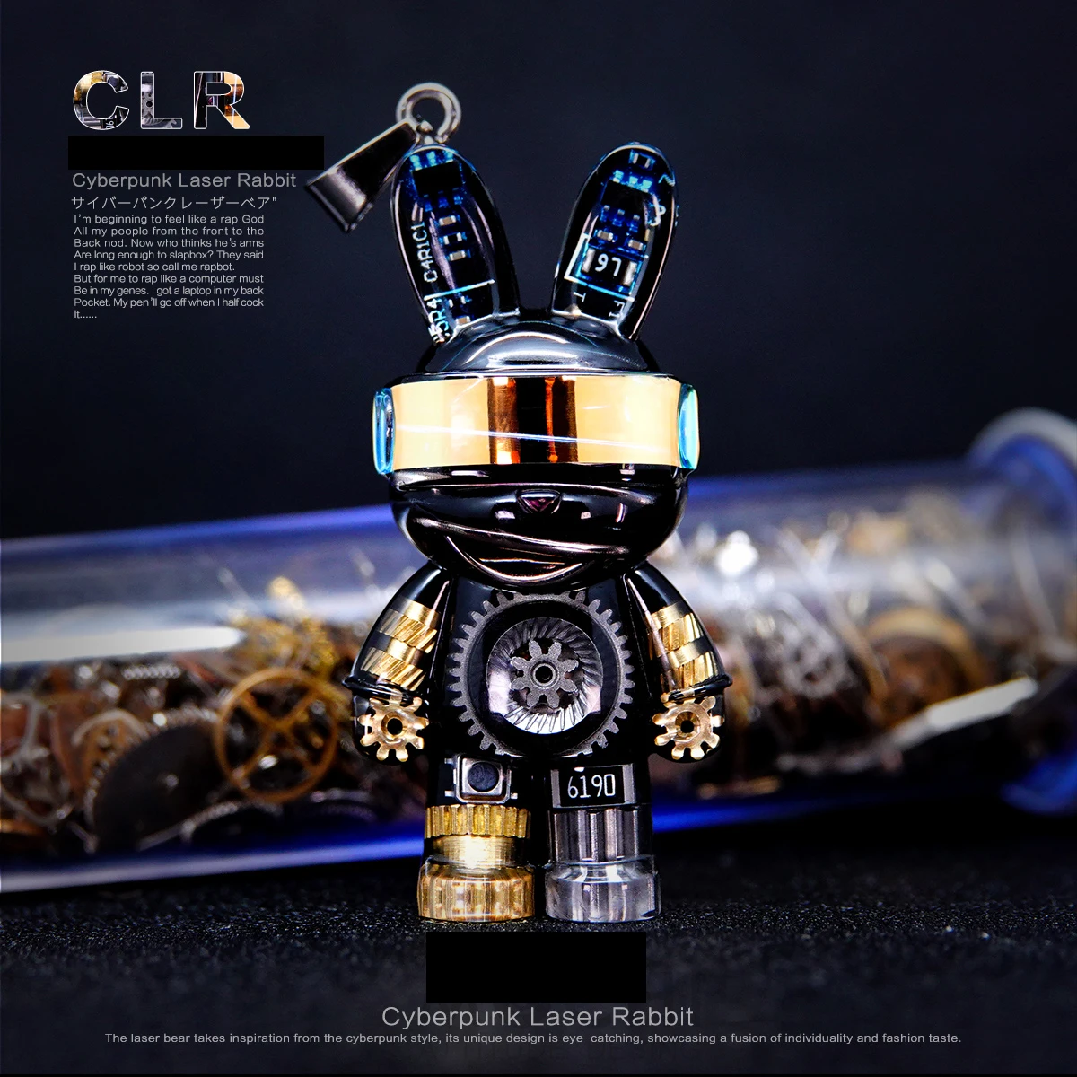 Hand Made Cyberpunk Laser Rabbit Pendant Necklace Stainless Steel Chain Steampunk Neon Rabbit Pendant Keychain Hip Hop Jewelry