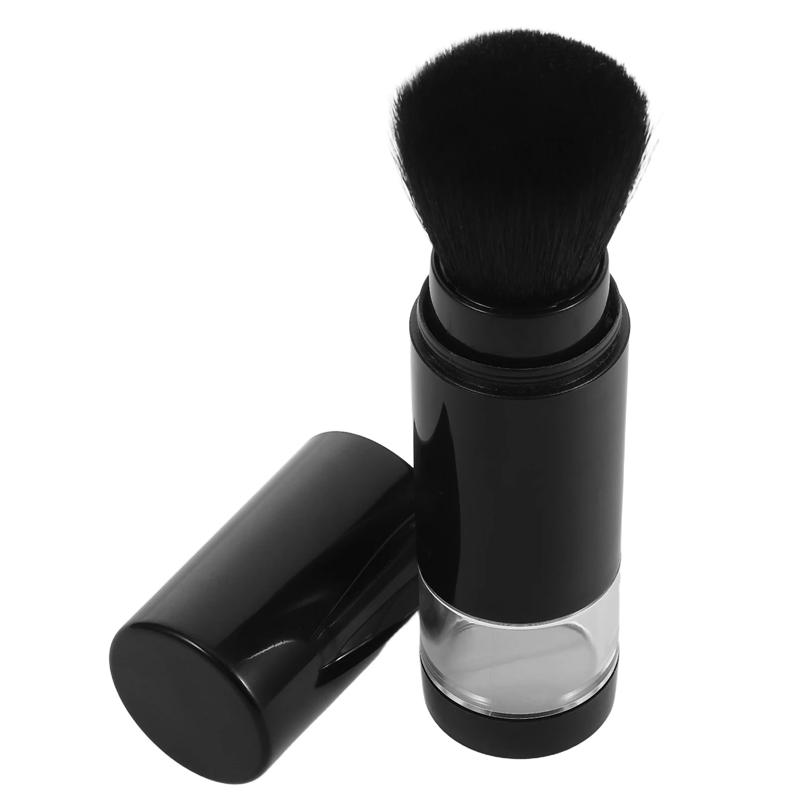 Brocha de maquillaje retráctil con perilla, botella de polvo suelto recargable portátil, brochas de maquillaje facial para colorete y base