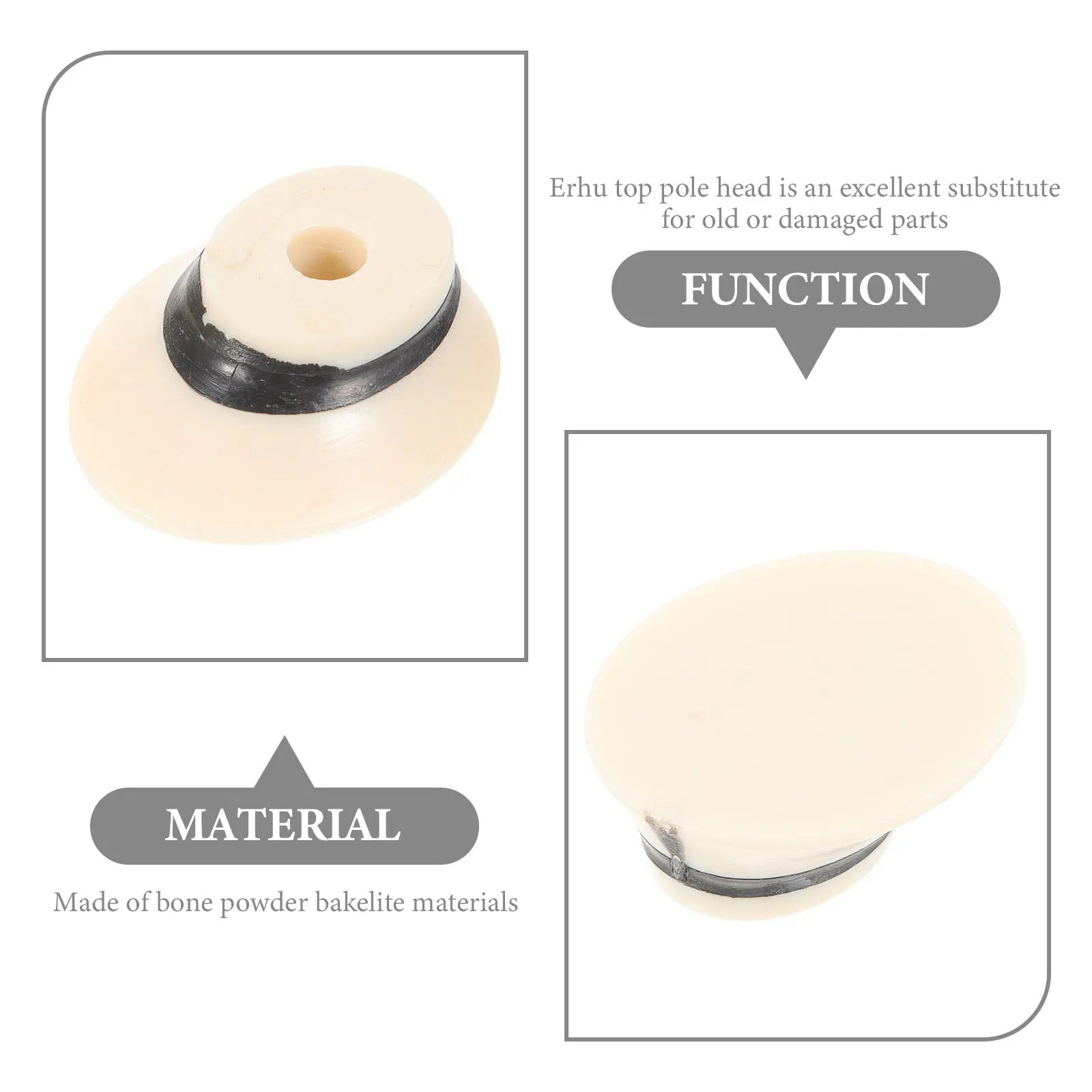

4Pcs Bone Powder Erhu Top Pole Fittings Easy Repair and Maintenance Chinese Erhu Parts