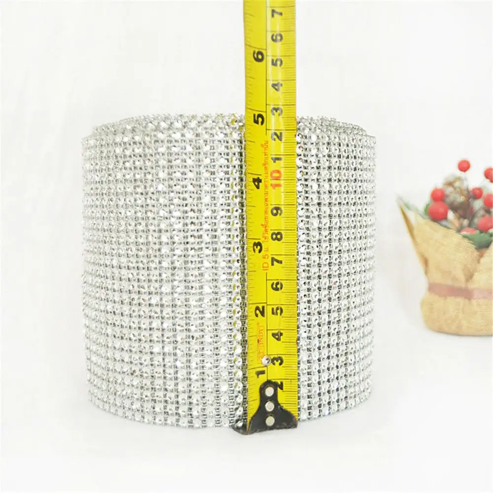 1 Yard 24 Rows Useful Cup Chain Cake Wrap Rhinestone Ribbon Crystal Diamond Mesh DIY Decoration Resin Tulle