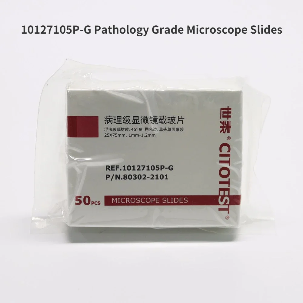 Citotest 50PCS Adhesive Slides Standard Grade Microscope Slides Pathological Grade Microscope Slides Storage Box Slicing Box