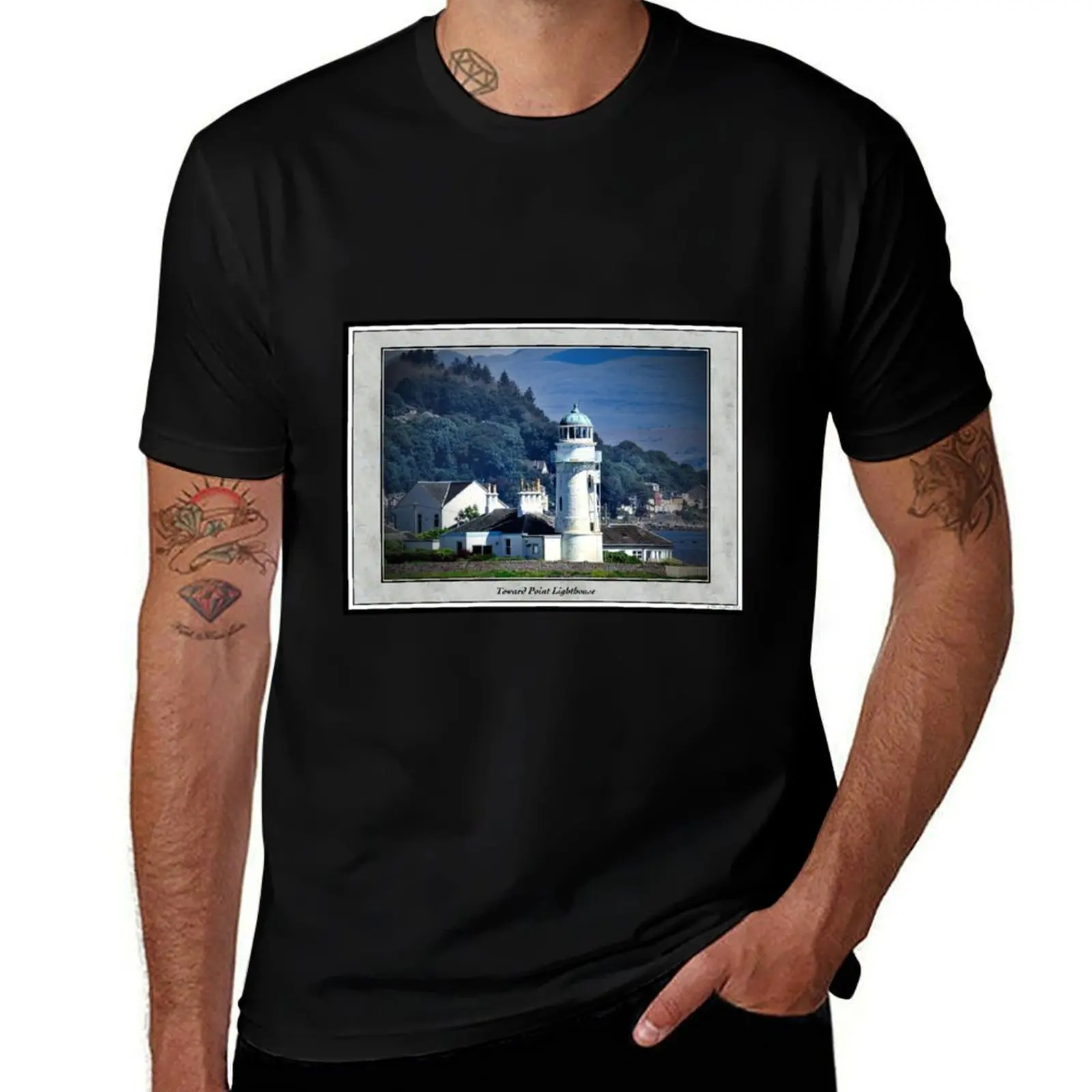 Toward Point Lighthouse T-Shirt Casual Street Style Short Sleeve Tee T-Shirt