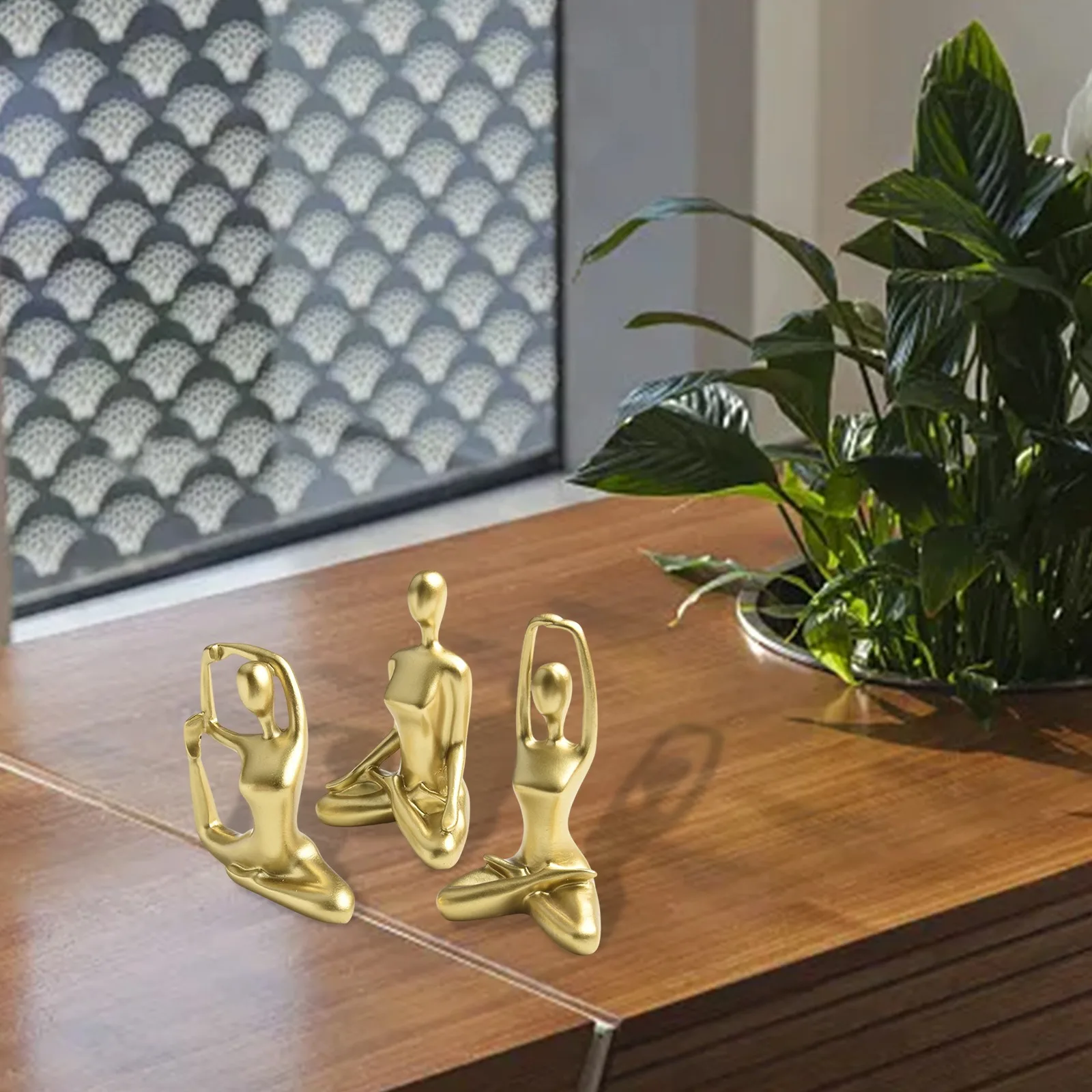 3 Abstract Yoga Statues for Home Decor Resin Sculptures of Women in For Action Poses Perfect for Office and Living Space Design