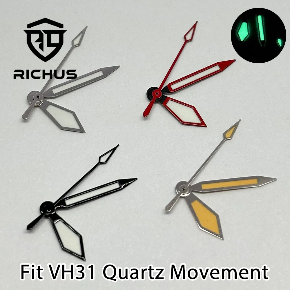 RICHUS Watch Hands VH31 Movement Accessories Luminous Green Fit Silver Red Silver Yellow Black for Watch Repair