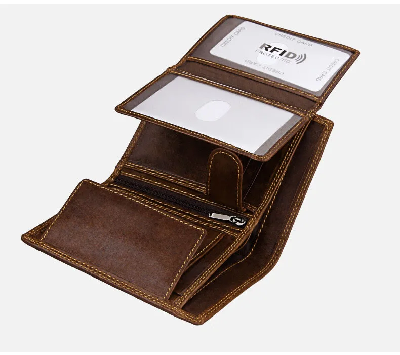 Name Angepasst Männer RFID Brieftaschen Hohe Qualität Echtes Leder Retro Männlichen Münzfach Karte Halter Geld Tasche Männer Geldbörsen Für Geschenk – Detail 18