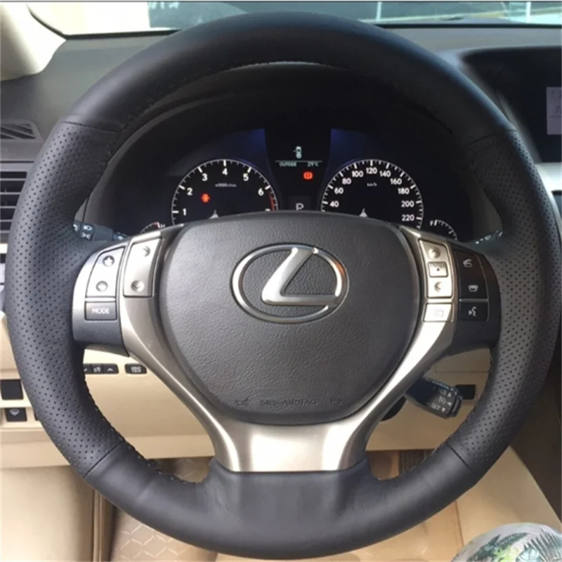 For Lexus ES260 RX450h CT200 IS250CT300 DIY customized leather hand sewn steering wheel cover anti-skid car interior