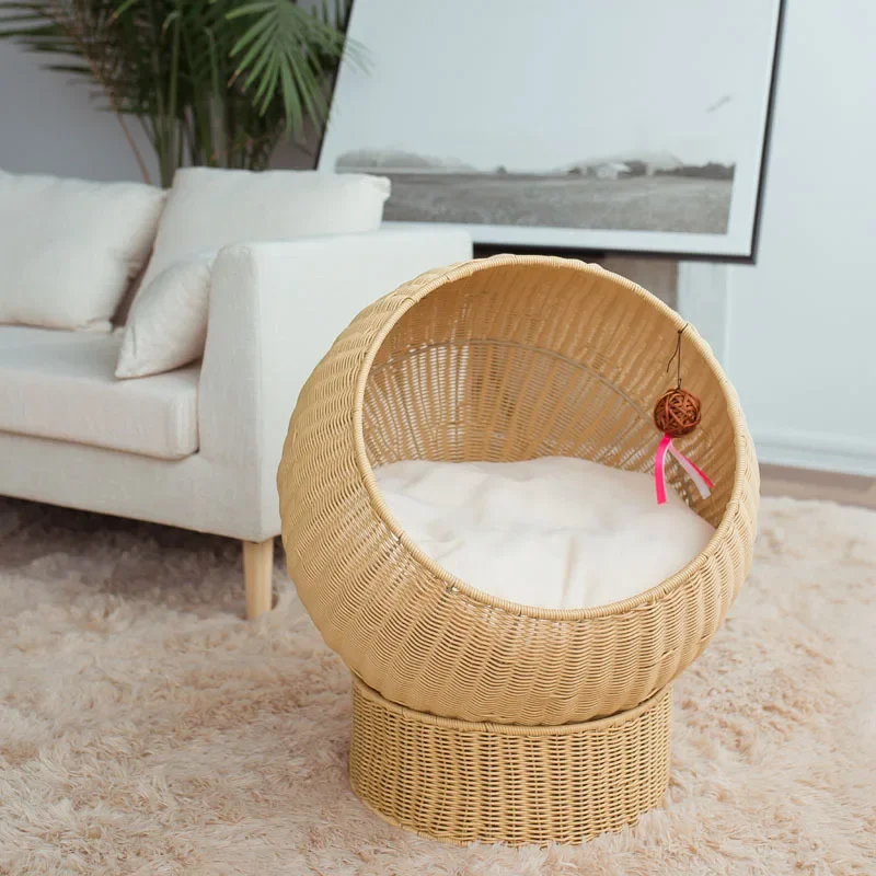 

Rattan Weaving Cat Nest, Large Space, Semi-closed Pet Nest, Special Straw Weaving Kennel, Medium and Large Cat, Autumn and Winte