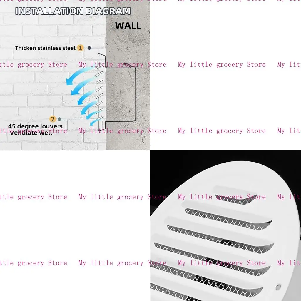 D5BD Stainless Steel Soffit Vent Cover Louvered Grille Wall Vent Flat Ducting Ventilation Air Vent for Home Wall Ceiling