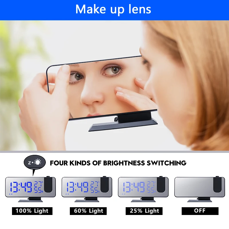 New LED Digital Alarm Clock Table Watch Electronic Desktop Clocks USB Wake Up FM Radio Time Projector Snooze Function Alarm