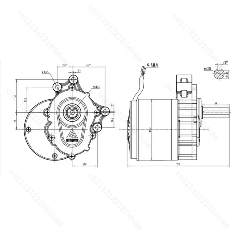Low Speed DC Geared Brushed Motor 24V 250W, Long Shaft Reduction Drive Motor Replacement Spare Part