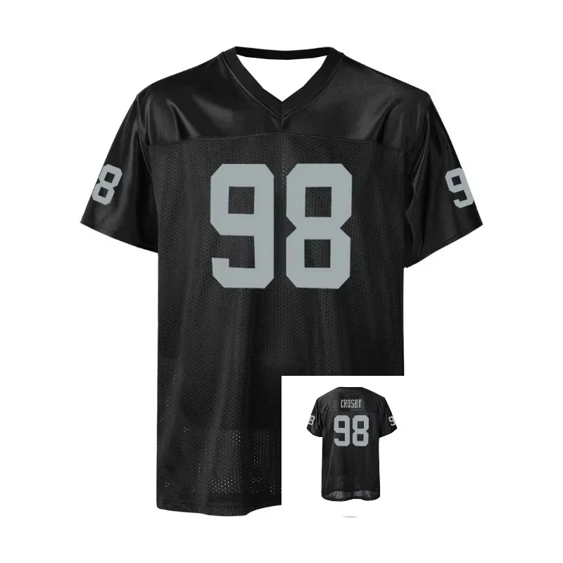 2026 New 98 Black Grey American Football Training Shirt Quick Drying Sports Casual Top T-shirt Men's Fans Surrounding