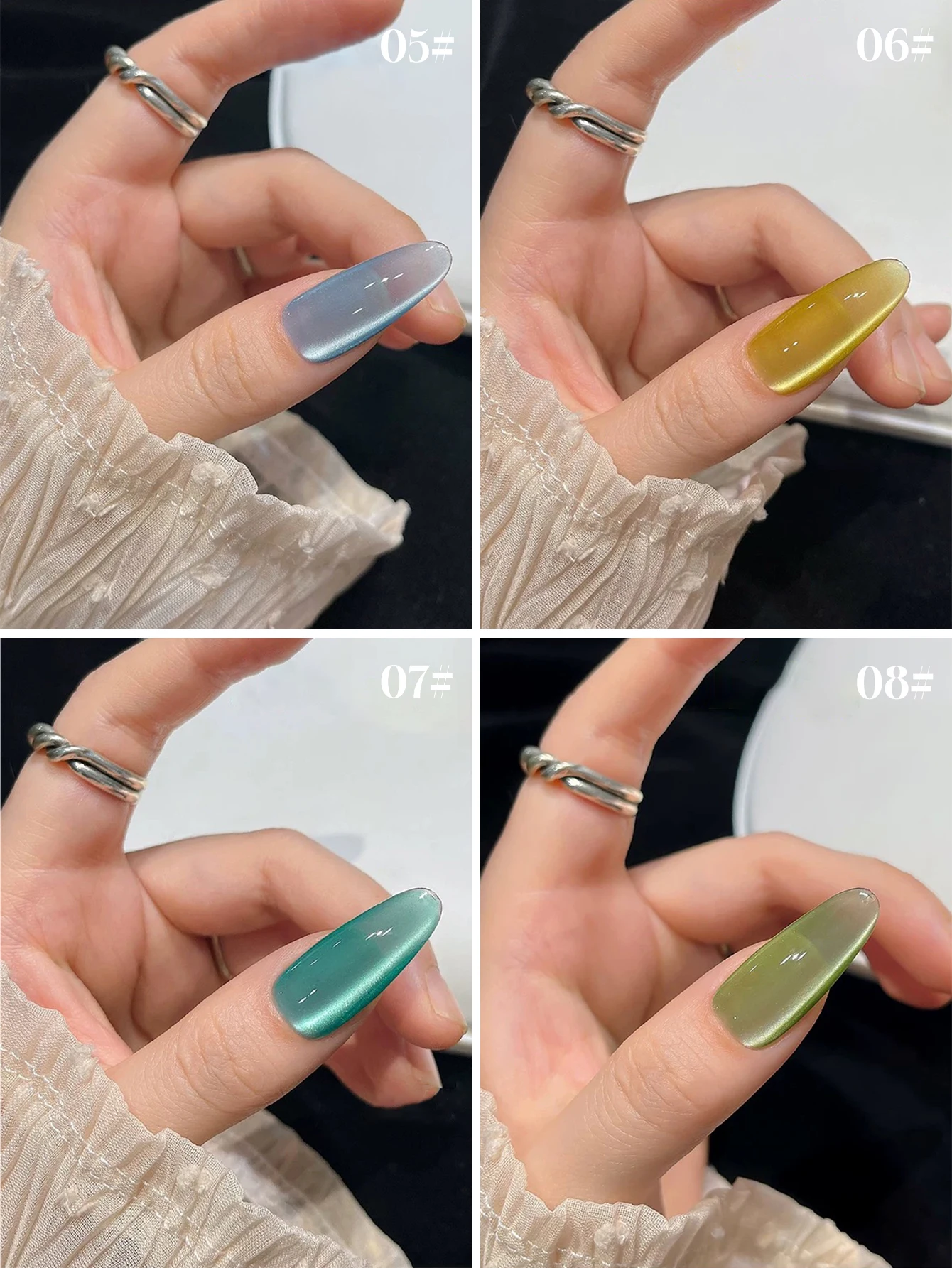 Hält 1/10 Stück 2025, neue Nagelkunst, rot, gelb, blau, grün, lila, schillernd, Aurora-Regenbogen-Kristallglasperlen, Gel-Nagellack,