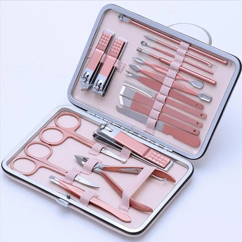 

18/16/12/10Pcs New Manicure Stainless Steel Nail Clippers Pedicure Set Portable Travel Hygiene Kit Nail Cutter Tool Set