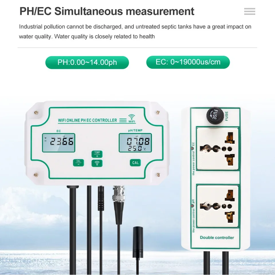 HEDAO WiFi Water Quality Tester PH/EC/Temperature Meter Smart Wireless Online APP