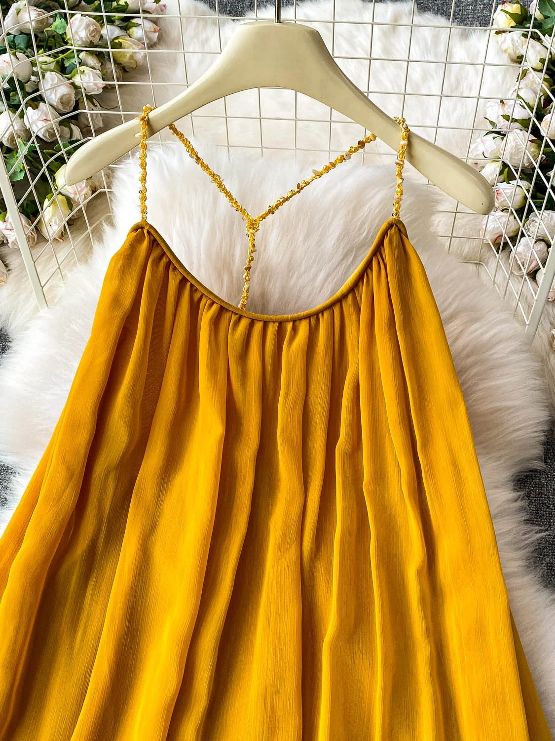 Żółta Letnia Seksowna Luźna Spódnica Damska Dr Vaion Szeroki Dół Długa Spódnica z Wysokim Stanem w Kształcie Litery A Koreańska Bez Marki