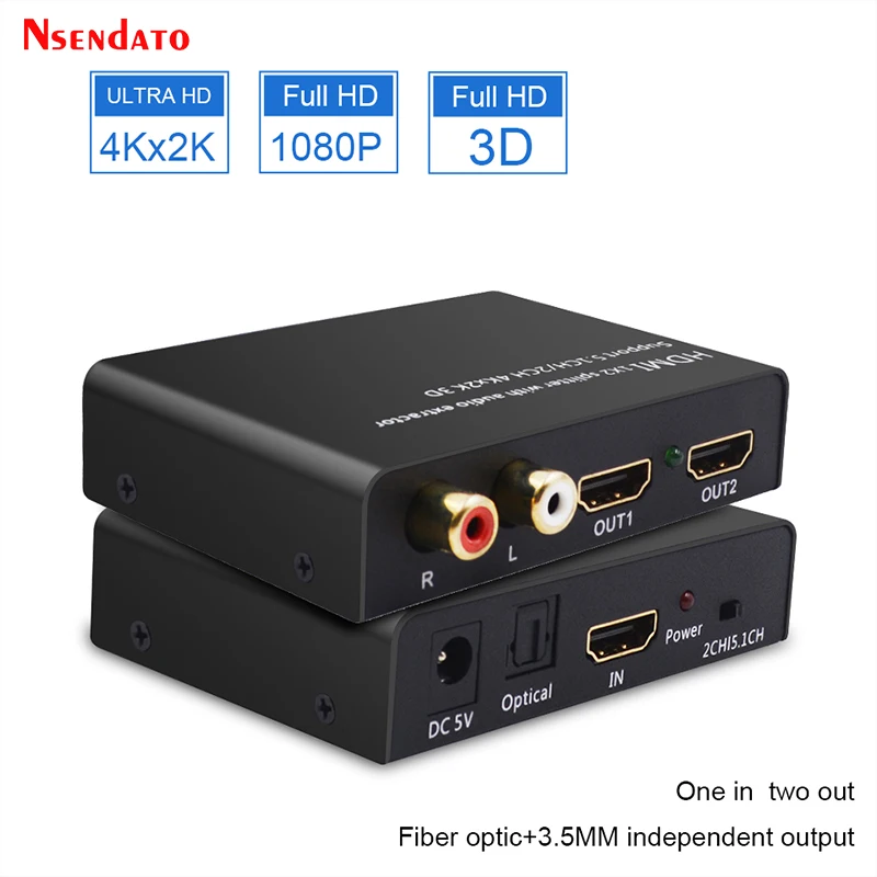 HDMI Audio Extractor 4K HDMI to Optical TOSLINK SPDIF 3.5mm Audio Extractor HDMI Splitter 1x2 With Audio Extractor For Dolby PS4